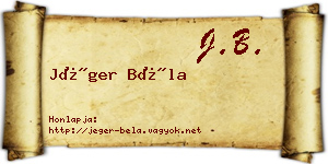 Jéger Béla névjegykártya